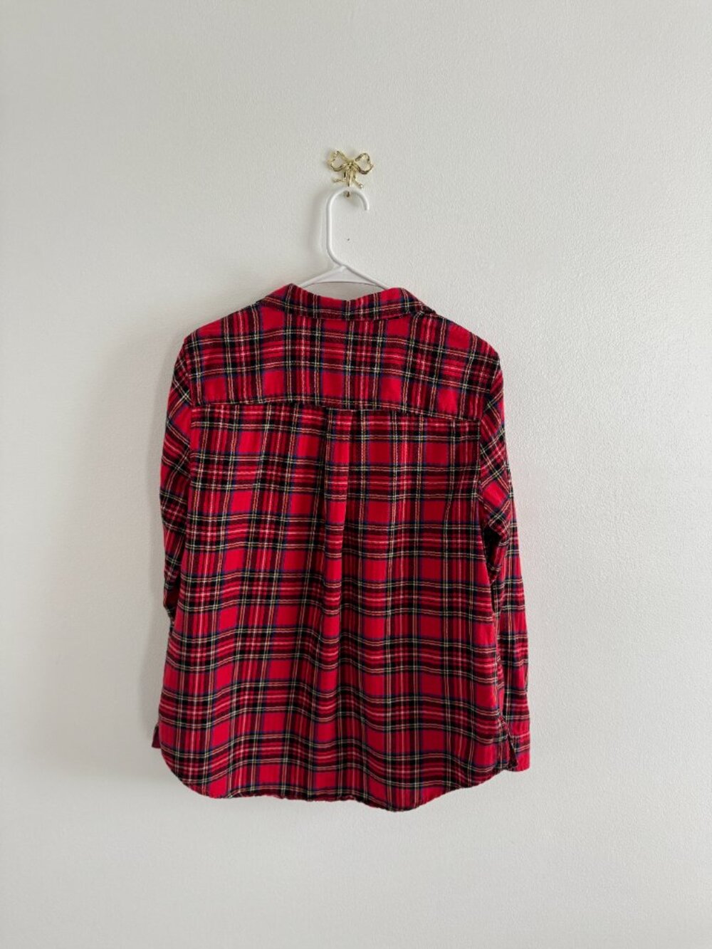 St Johns Bay Button Down Womens XL Red Tartan Relaxed Fit Flannel Soft - Picture 6 of 9